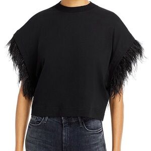Aqua Black Feather Crop Top